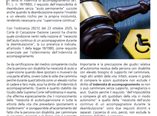 Indennit&agrave; di accompagnamento